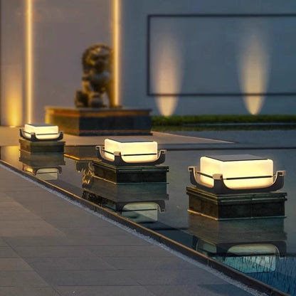 Modern Minimalist Waterproof Stainless Steel PC Columnar Solar LED Outdoor Light For Garden