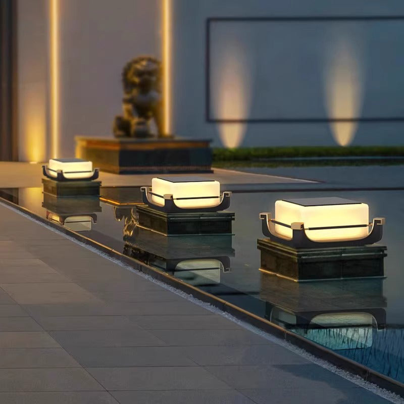 Modern Minimalist Waterproof Stainless Steel PC Columnar Solar LED Outdoor Light For Garden