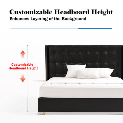 Eco-Friendly Microfiber Leather Tufted Beige Bed Frame - French Style Sustainable Customizable And Stylish For Your Bedroom