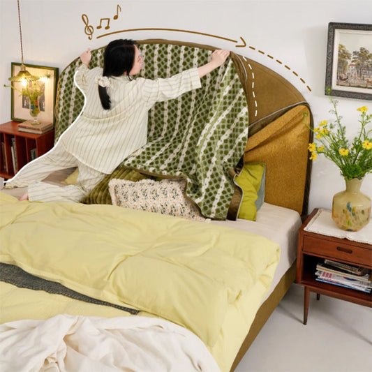 Removable Covers Beech Wood Bed Frame - Retro Customizable & Eco-Friendly Bed