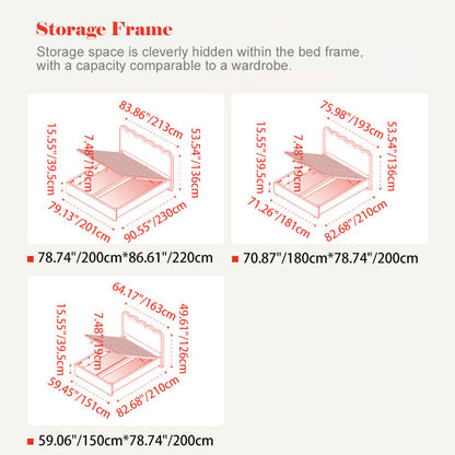Wavy Paint-Free Solid Wood Bed Frame - Beige Linen French Design For Your Bedroom