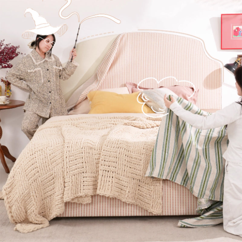 Sustainable Microfiber Leather Curved Canopy Bed Frame - French Design Detachable Fabric Cover Customizable And Elegant For Your Bedroom