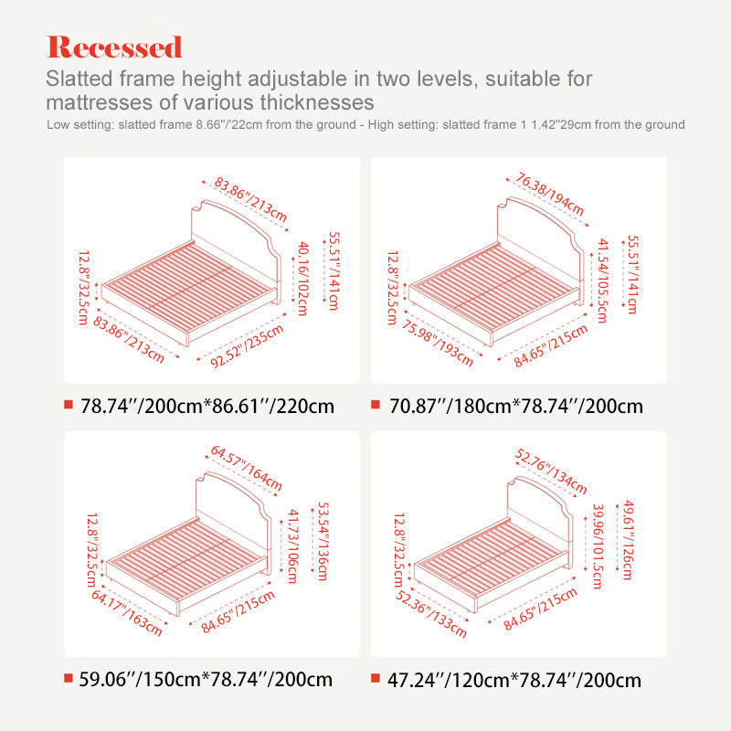 Sustainable Microfiber Leather Curved Canopy Bed Frame - French Design Detachable Fabric Cover Customizable And Elegant For Your Bedroom