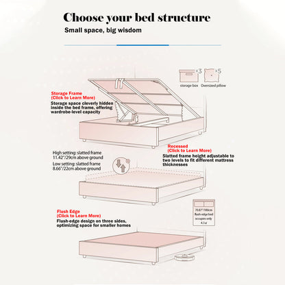 Detachable Dual-Tone Leather & Fabric Covers - Elegant French Curved Headboard Bed Frame For Your Bedroom