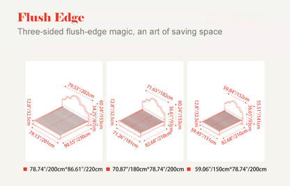 Detachable Dual-Tone Leather & Fabric Covers - Elegant French Curved Headboard Bed Frame For Your Bedroom