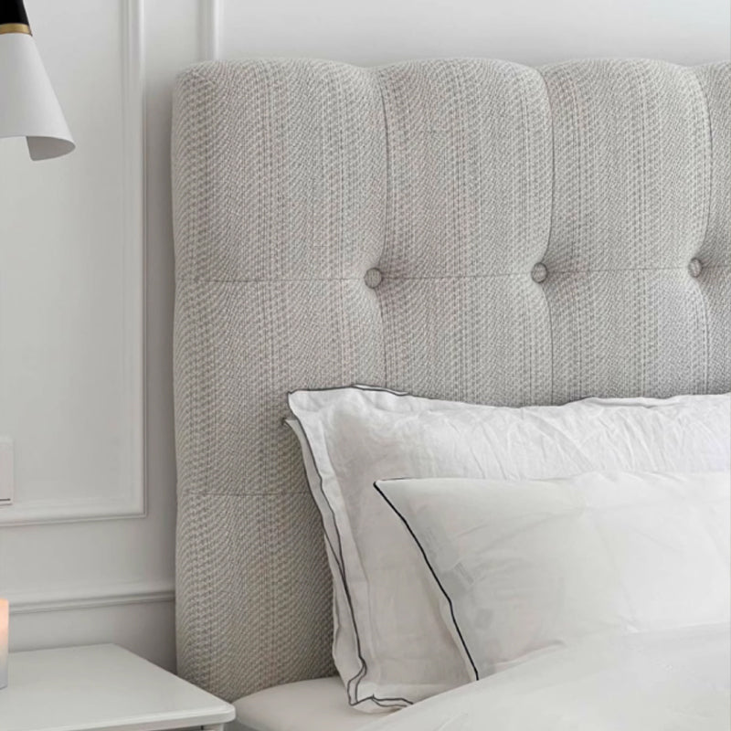 Modern Cream Soft Upholstered Headboard Fabric Bed Frame - Minimalist Elegant Clean Edges Bed For Your Bedroom