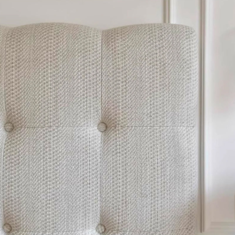 Modern Cream Soft Upholstered Headboard Fabric Bed Frame - Minimalist Elegant Clean Edges Bed For Your Bedroom