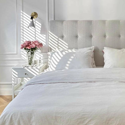 Modern Cream Soft Upholstered Headboard Fabric Bed Frame - Minimalist Elegant Clean Edges Bed For Your Bedroom