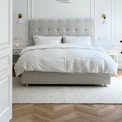 Modern Cream Soft Upholstered Headboard Fabric Bed Frame - Minimalist Elegant Clean Edges Bed For Your Bedroom