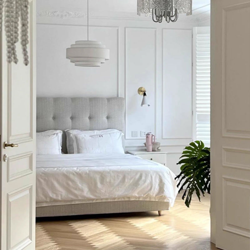 Modern Cream Soft Upholstered Headboard Fabric Bed Frame - Minimalist Elegant Clean Edges Bed For Your Bedroom