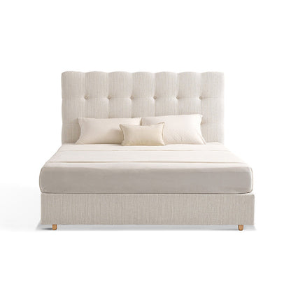 Modern Cream Soft Upholstered Headboard Fabric Bed Frame - Minimalist Elegant Clean Edges Bed For Your Bedroom