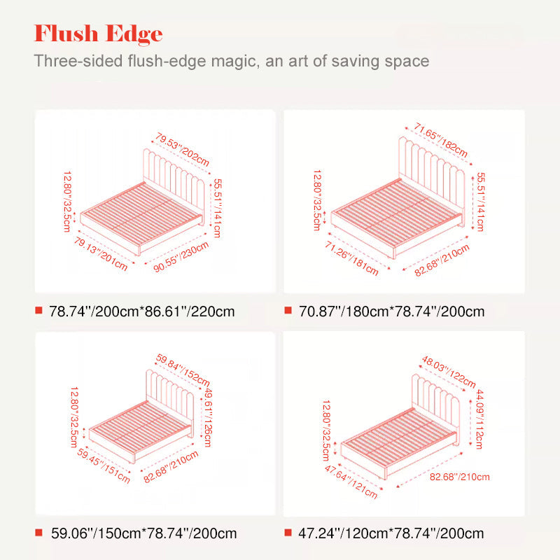 Modern Cream Soft Upholstered Headboard Fabric Bed Frame - Minimalist Elegant Clean Edges Bed For Your Bedroom