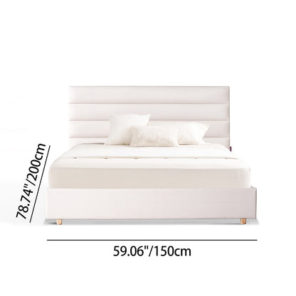 Elegant Pearl Microfiber Leather Upholstered Headboard Bed Frame - Luxury Refined Smooth Edges Bed For Your Bedroom