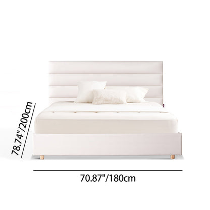 Elegant Pearl Microfiber Leather Upholstered Headboard Bed Frame - Luxury Refined Smooth Edges Bed For Your Bedroom