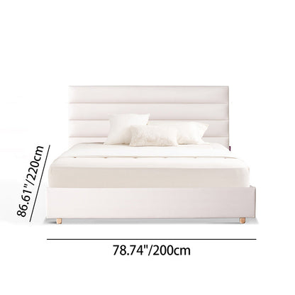 Elegant Pearl Microfiber Leather Upholstered Headboard Bed Frame - Luxury Refined Smooth Edges Bed For Your Bedroom