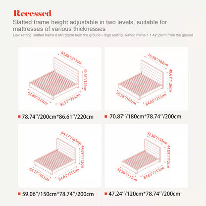 Elegant Pearl Microfiber Leather Upholstered Headboard Bed Frame - Luxury Refined Smooth Edges Bed For Your Bedroom