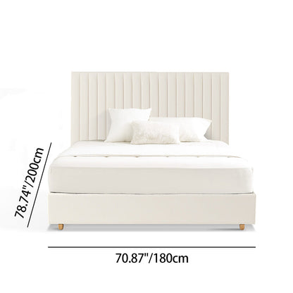 White Vertical Channel Tufted Headboard Bed Frame - French-Style Soft Upholstery & Clean Edge Bed For Your Bedroom