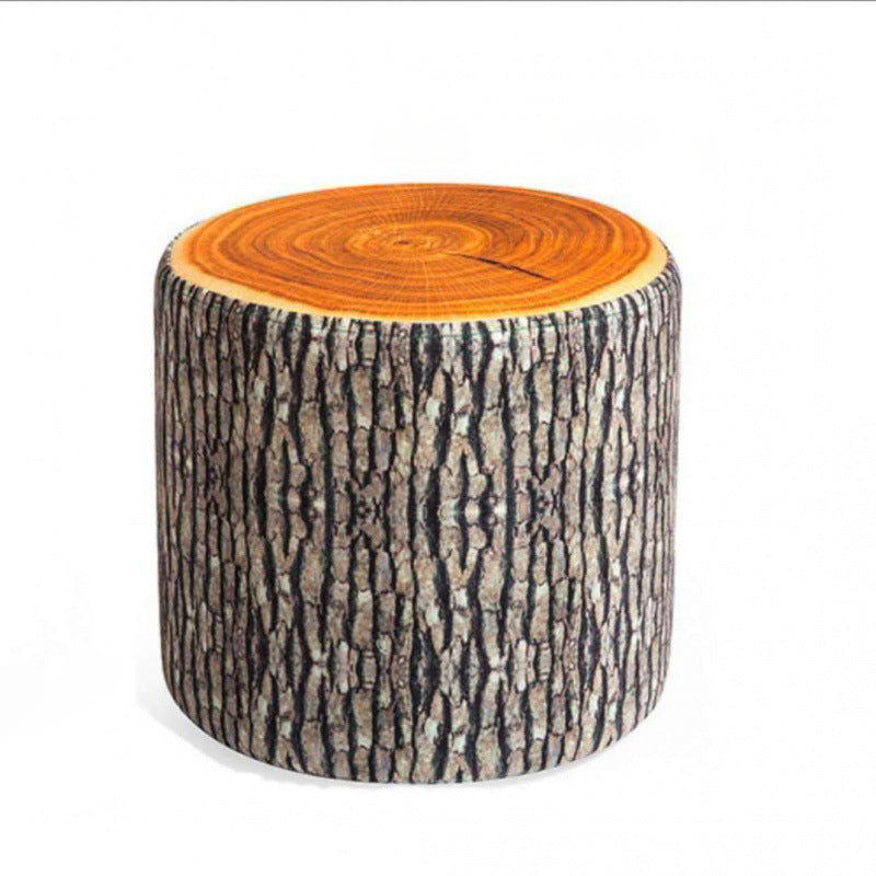 Contemporary Creative Fabric & Solid Wood Cylindrical Fruit-Themed Low Stool With Removable Cover For Bedroom & Living Room