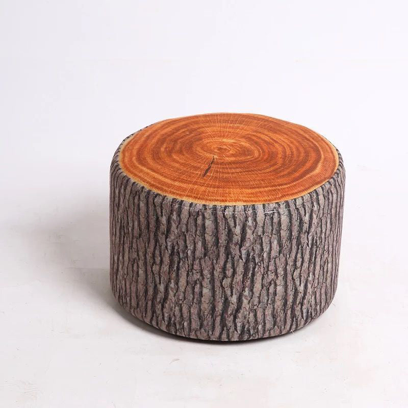 Contemporary Creative Fabric & Solid Wood Cylindrical Fruit-Themed Low Stool With Removable Cover For Bedroom & Living Room