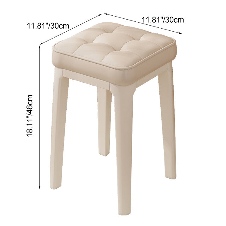 Modern Minimalist PU Leather & Metal Square Padded Vanity Stool For Bedroom
