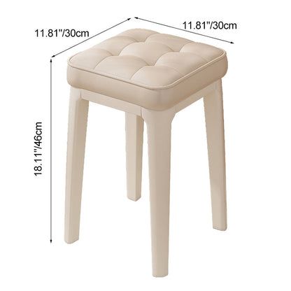 Modern Minimalist PU Leather & Metal Square Padded Vanity Stool For Bedroom