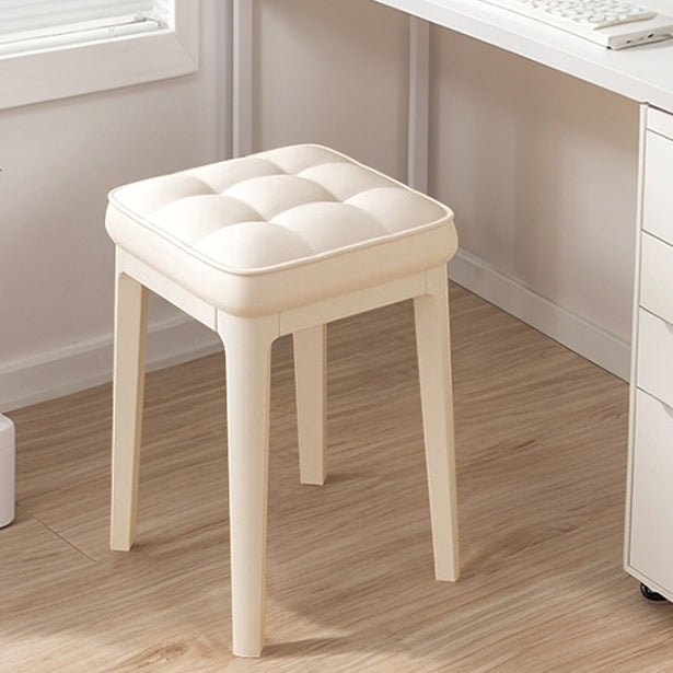 Modern Minimalist PU Leather & Metal Square Padded Vanity Stool For Bedroom