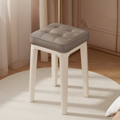Modern Minimalist PU Leather & Metal Square Padded Vanity Stool For Bedroom