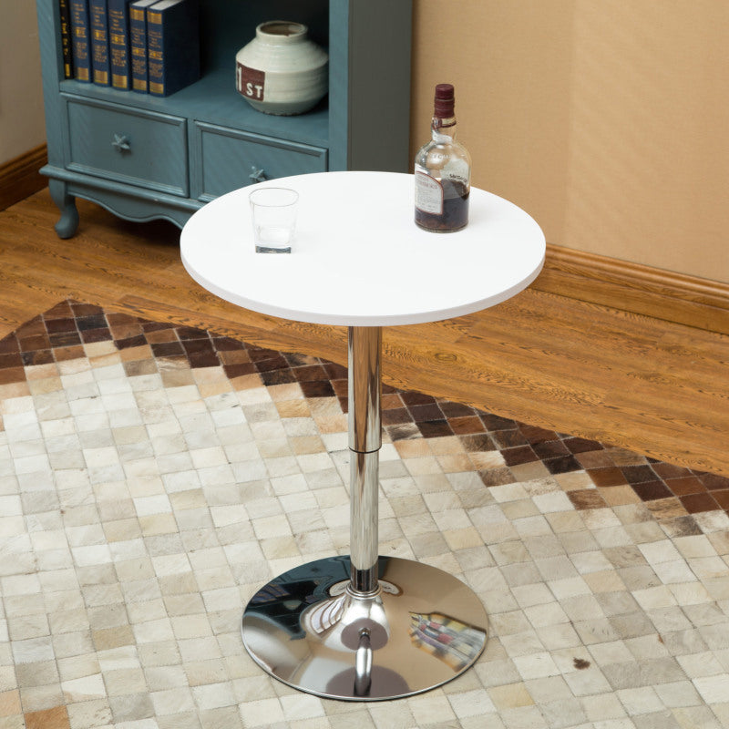 Modern Minimalist Wood & Stainless Steel Round Coffee Table With Adjustable Height For Living Room & Dining Room