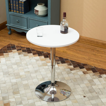 Modern Minimalist Wood & Stainless Steel Round Coffee Table With Adjustable Height For Living Room & Dining Room