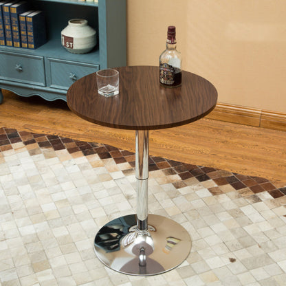 Modern Minimalist Wood & Stainless Steel Round Coffee Table With Adjustable Height For Living Room & Dining Room