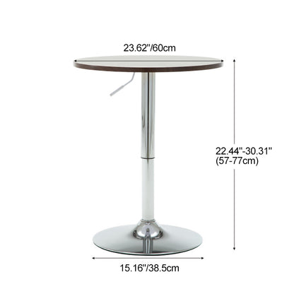 Modern Minimalist Wood & Stainless Steel Round Coffee Table With Adjustable Height For Living Room & Dining Room