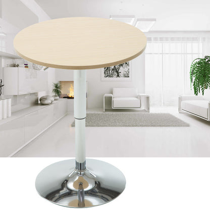 Modern Minimalist Wood & Stainless Steel Round Coffee Table With Adjustable Height For Living Room & Dining Room