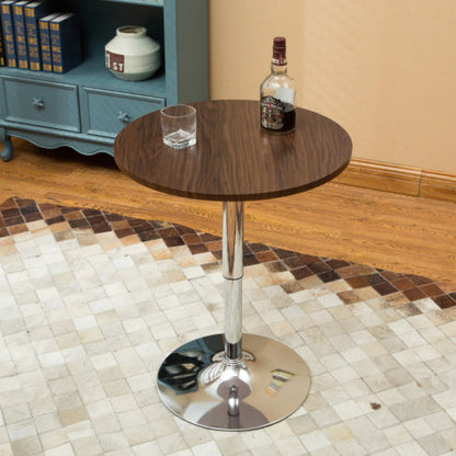 Modern Minimalist Wood & Stainless Steel Round Coffee Table With Adjustable Height For Living Room & Dining Room