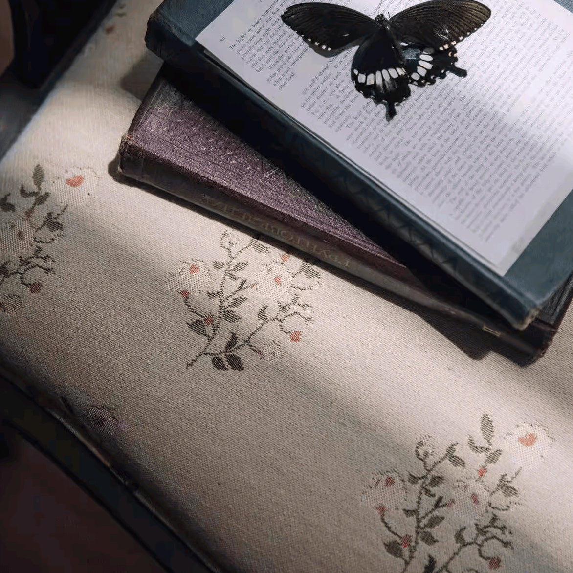 Modern Mid-Century Solid Wood & Patterned Fabric Square Cushion Dining Chair With Curved Backrest For Dining Room & Living Room