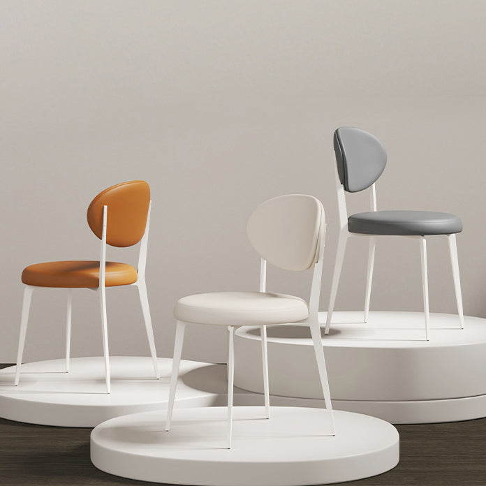 Modern Minimalist Leather Round Cushion Dining Chair With Backrest For Kitchen Or Dining Room