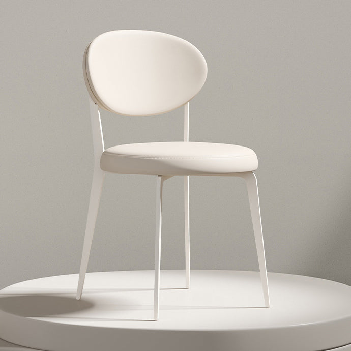 Modern Minimalist Leather Round Cushion Dining Chair With Backrest For Kitchen Or Dining Room