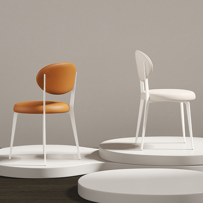 Modern Minimalist Leather Round Cushion Dining Chair With Backrest For Kitchen Or Dining Room