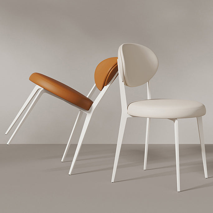 Modern Minimalist Leather Round Cushion Dining Chair With Backrest For Kitchen Or Dining Room