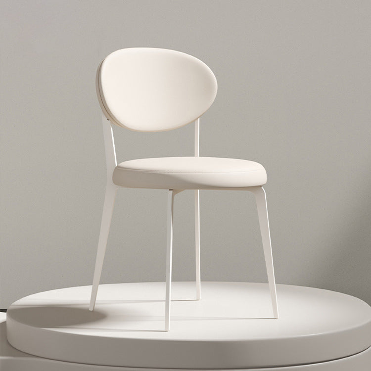 Modern Minimalist Leather Round Cushion Dining Chair With Backrest For Kitchen Or Dining Room