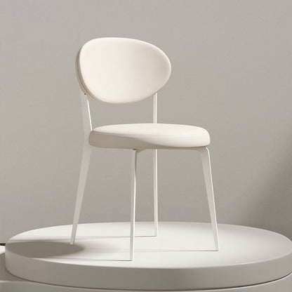 Modern Minimalist Leather Round Cushion Dining Chair With Backrest For Kitchen Or Dining Room