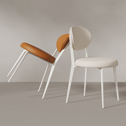 Modern Minimalist Leather Round Cushion Dining Chair With Backrest For Kitchen Or Dining Room