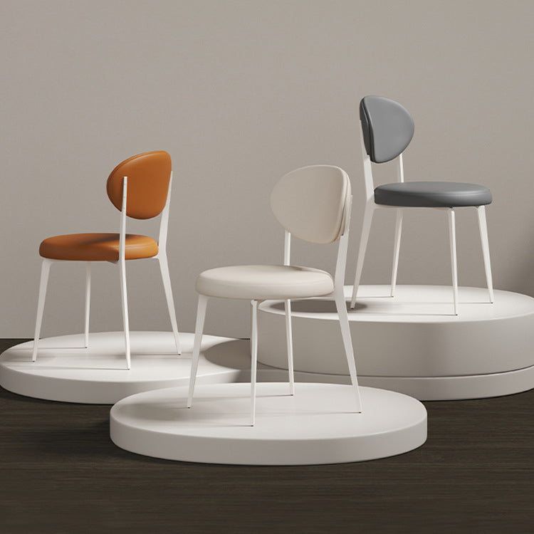 Modern Minimalist Leather Round Cushion Dining Chair With Backrest For Kitchen Or Dining Room