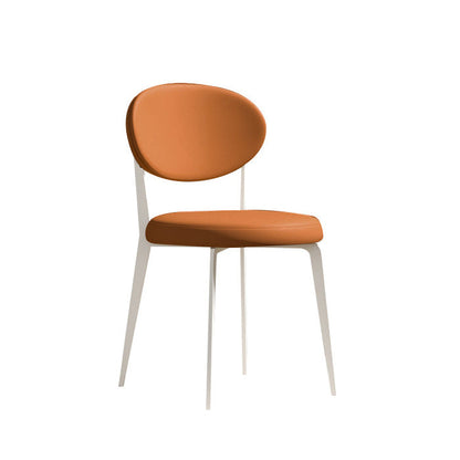 Modern Minimalist Leather Round Cushion Dining Chair With Backrest For Kitchen Or Dining Room