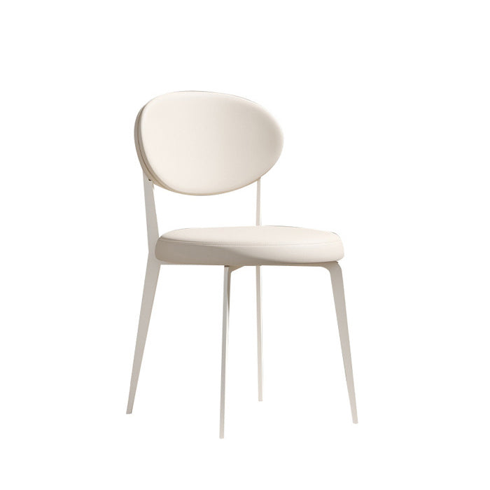 Modern Minimalist Leather Round Cushion Dining Chair With Backrest For Kitchen Or Dining Room