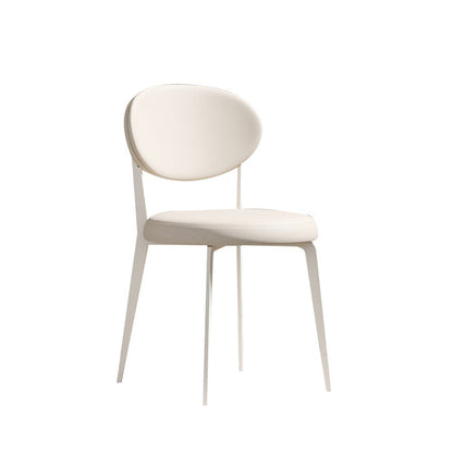 Modern Minimalist Leather Round Cushion Dining Chair With Backrest For Kitchen Or Dining Room