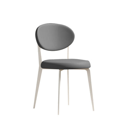 Modern Minimalist Leather Round Cushion Dining Chair With Backrest For Kitchen Or Dining Room