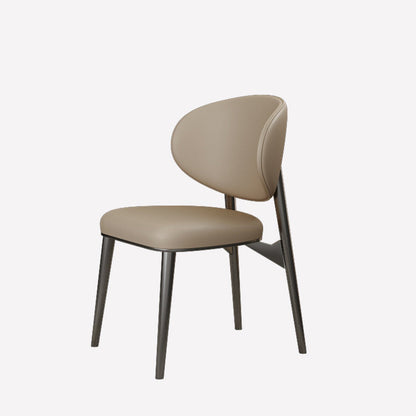 Modern Luxury Microfiber Leather & Carbon Steel Round Cushion Dining Chair With Backrest For Dining Room