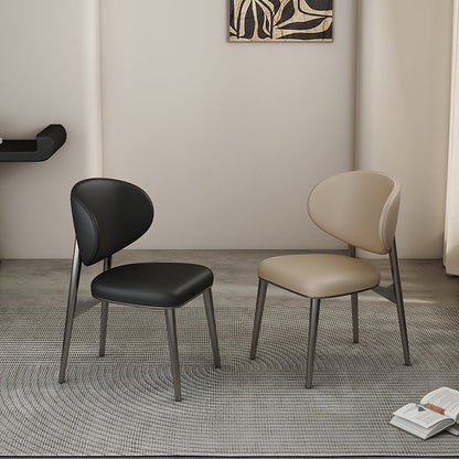 Modern Luxury Microfiber Leather & Carbon Steel Round Cushion Dining Chair With Backrest For Dining Room
