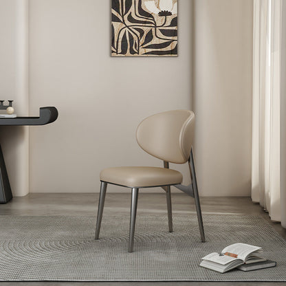 Modern Luxury Microfiber Leather & Carbon Steel Round Cushion Dining Chair With Backrest For Dining Room