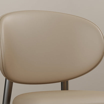 Modern Luxury Microfiber Leather & Carbon Steel Round Cushion Dining Chair With Backrest For Dining Room